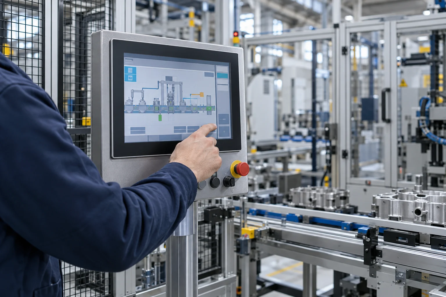 Bedienpanel einer automatisierten Produktionsanlage